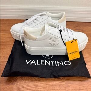 Valentino White Leather Platform Sneakers